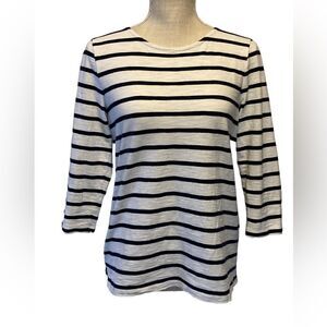 Talbots navy and white striped Top Small